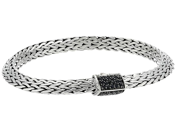 John Hardy  6.4 mm Classic Chain Tiga Chain Bracelet with Pusher Clasp with Black Sapphire (Sterling Silver) Bracelet