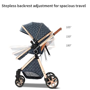 2 in 1 Baby Stroller, Convertible Newborn Travel Carriage, Reversible Infant Stroller, Toddler Standard Pram Carriage with One-Click Folding (225 Pink)