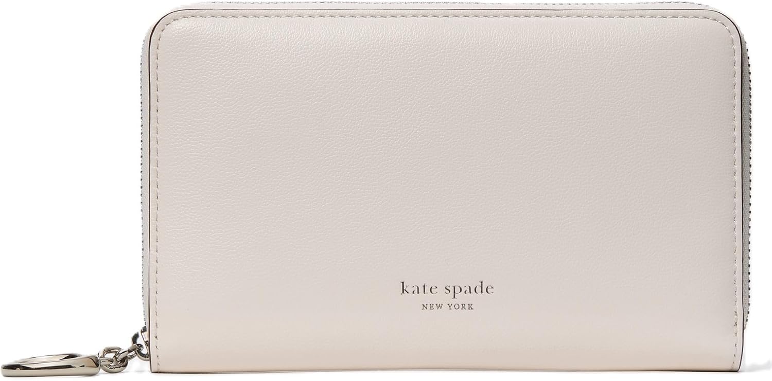 kate spade new york Women's Halo Glazed Leather Medium Zip Around Wallet One Size Cream - Image 1 of 3