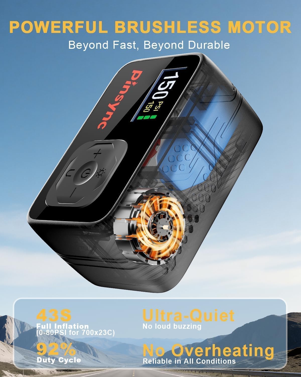 Mini Electric Bike Pump - 17s Fast Inflation -7