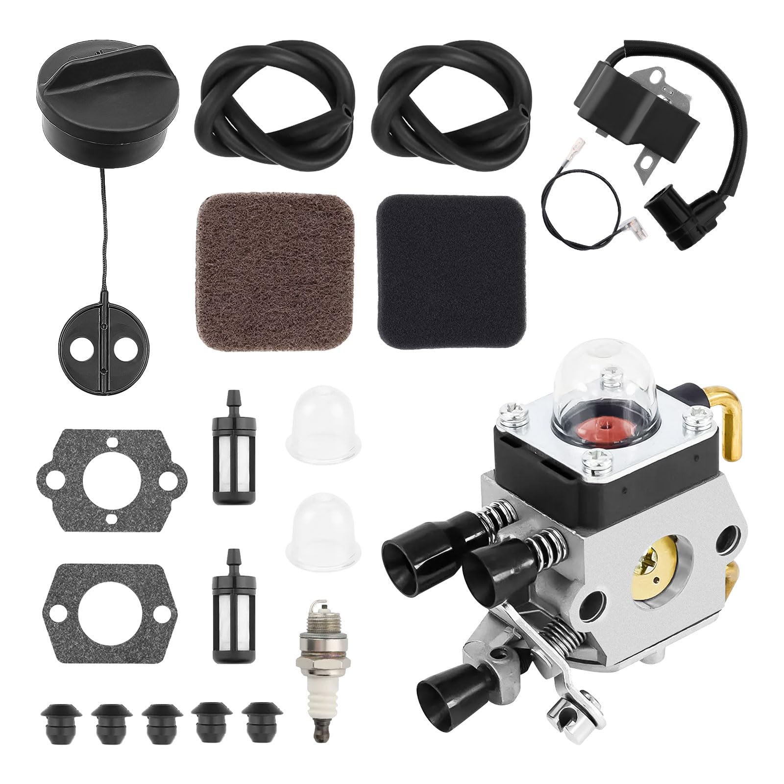 Carburateur FS80 FS85 pour Stihl FS75 FS80 FS80R FS85 FS85R FS85T FS85RX C1Q-S42 C1Q-S63A HS80 HS85 - Pièces pour débroussailleuse et tronçonneuse à essence, remplace la bobine d'allumage, le filtre à