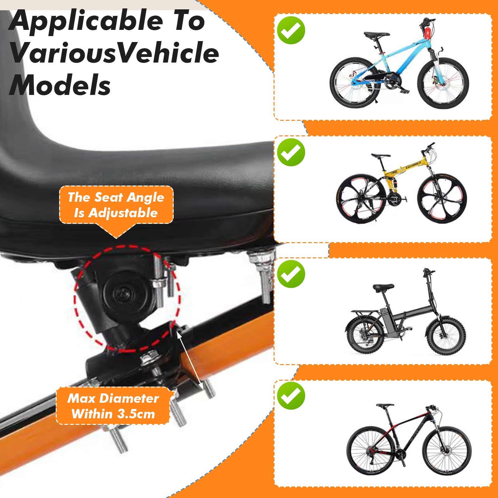 Siège Enfant Vélo Avant pour VTT, Siège Vélo Enfant Avant avec Accoudoirs & Repose-Pieds – Porte-bébé Vélo pour Adulte (2-6 Ans, 30kg) – Arceau de Sécurité & Sangles Réglables