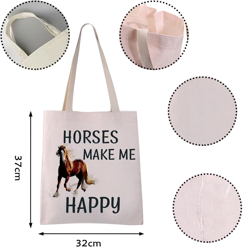 VAMSII Horse Tote Bag Horses Make Me Happy Shoulder Bag Horse