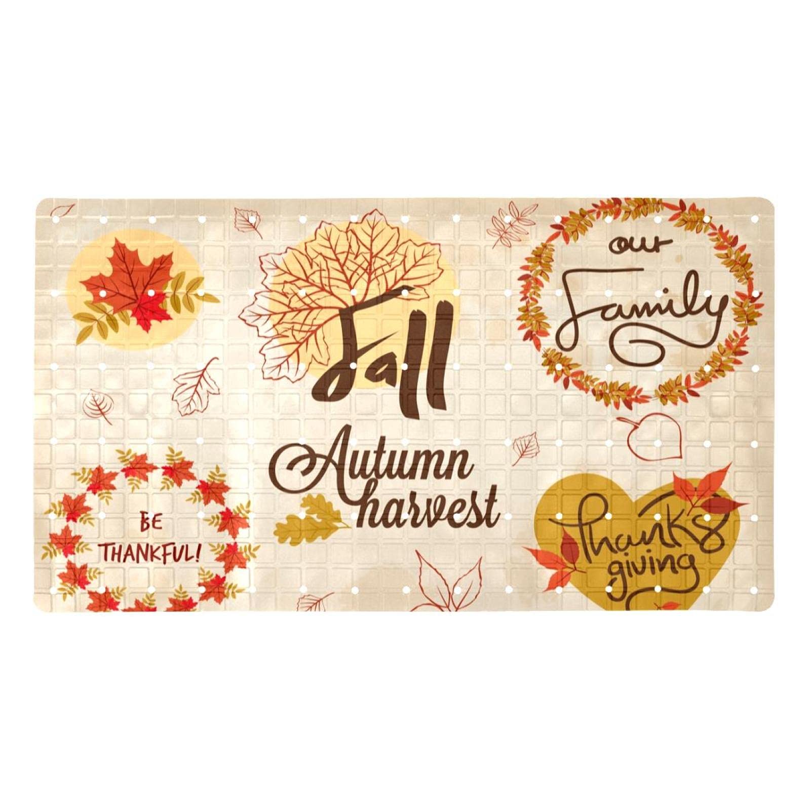 Tapis de douche antidérapant Thanksgiving Signs 112 ventouses en PVC haute adhérence
