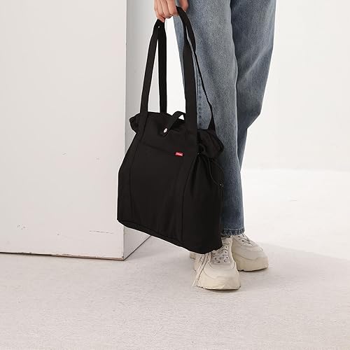 Miniatura 2 de YaKuss Bolsas de nailon para mujer, bolso de hombro con cincha lateral, impermeable, bolsa grande con cremallera