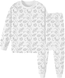 Pijama para niña DIY pijamas pintados a mano para colorear ropa de dormir lindo divertido blanco negro 2 piezas bebé niño recién nacido 8 meses niña vestidos para bebé niña, Blanco, 4 años