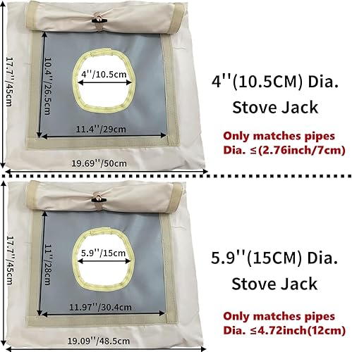 Miniatura 2 de DANCHEL OUTDOOR Gato de estufa de lona con solapa para diámetro. 4 "5.85 "Agujero resistente al fuego para campana, tienda de campaña, kit de gato