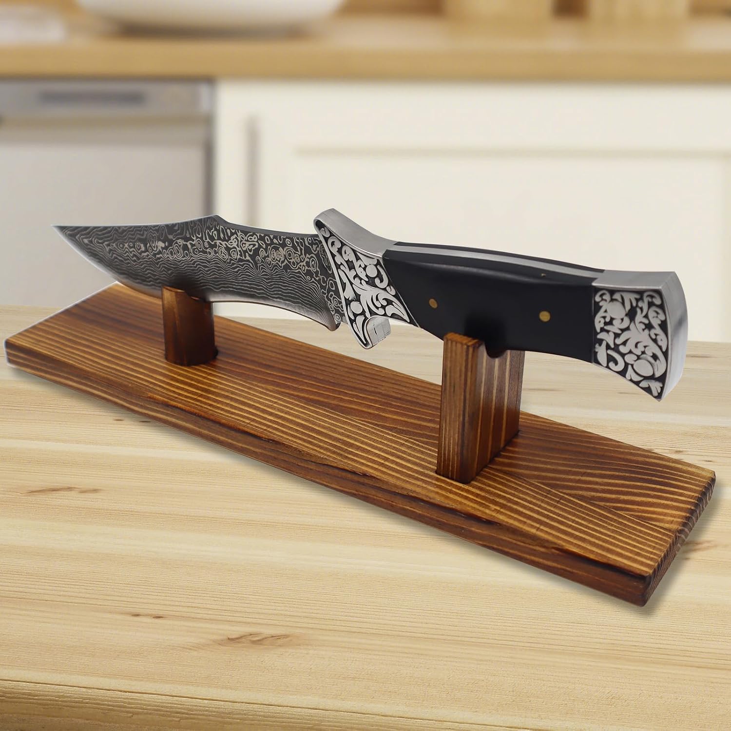 Knife Display Stand - Single Knife Holder for Fixed Blade Knives | 10.6 x 2.5 x 2.3 Inches, Home Decor, Kitchen, Living Room, Collection Showcase