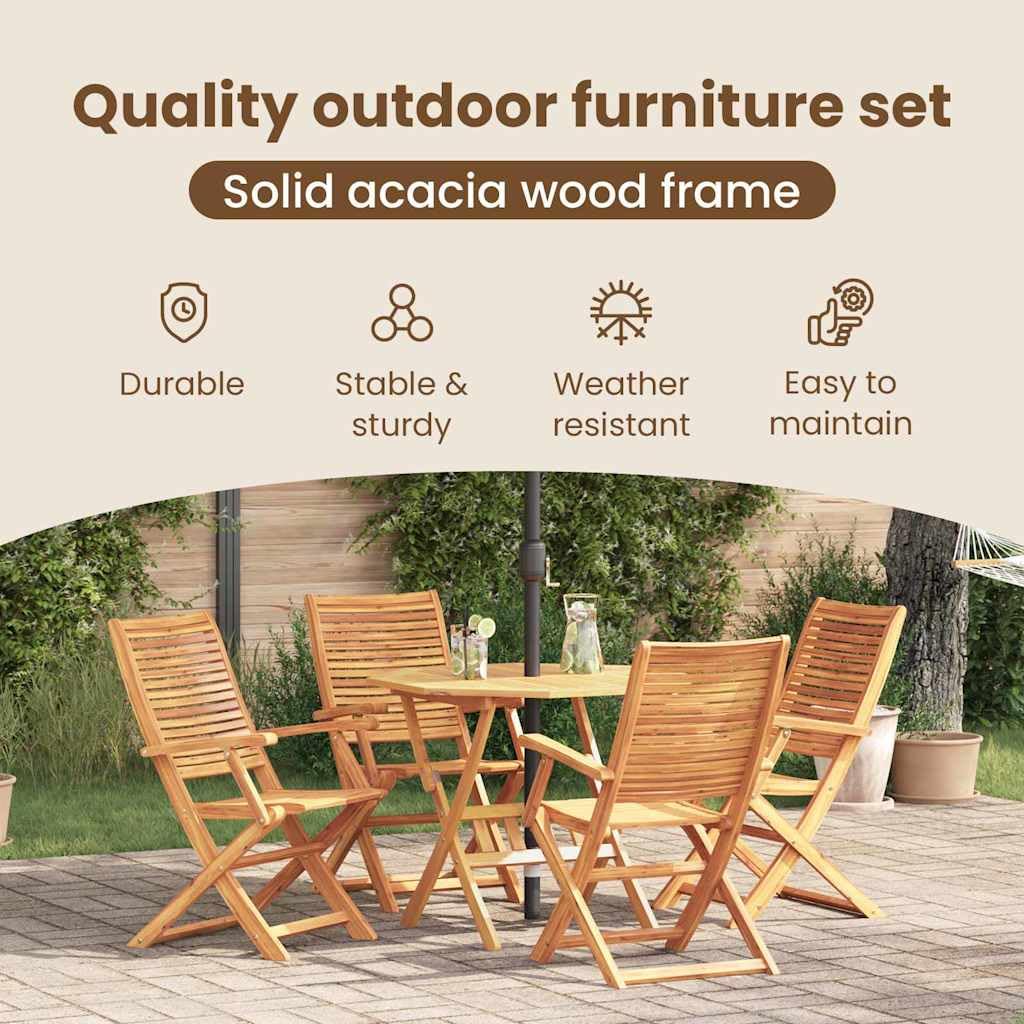 vidaXL Set da Pranzo per Giardino 5 pcs Marrone, Set da pranzo all'aperto, tavolo in acacia rustica, arredo giardino e terrazza, posti resistenti alle intemperie