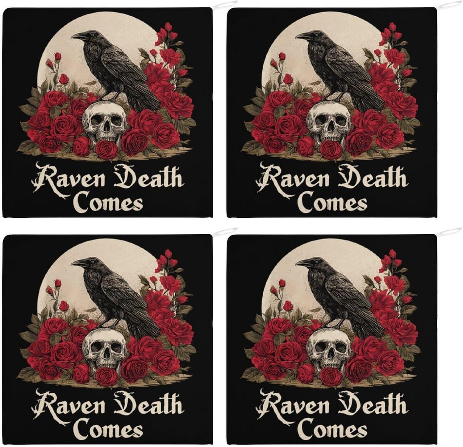 Skull Raven Death Comes Hand Towels for Bathroom Handkerchief | Absorbent,with Hanging Loop,Kitchen Towels,for Home Hotel,Soft