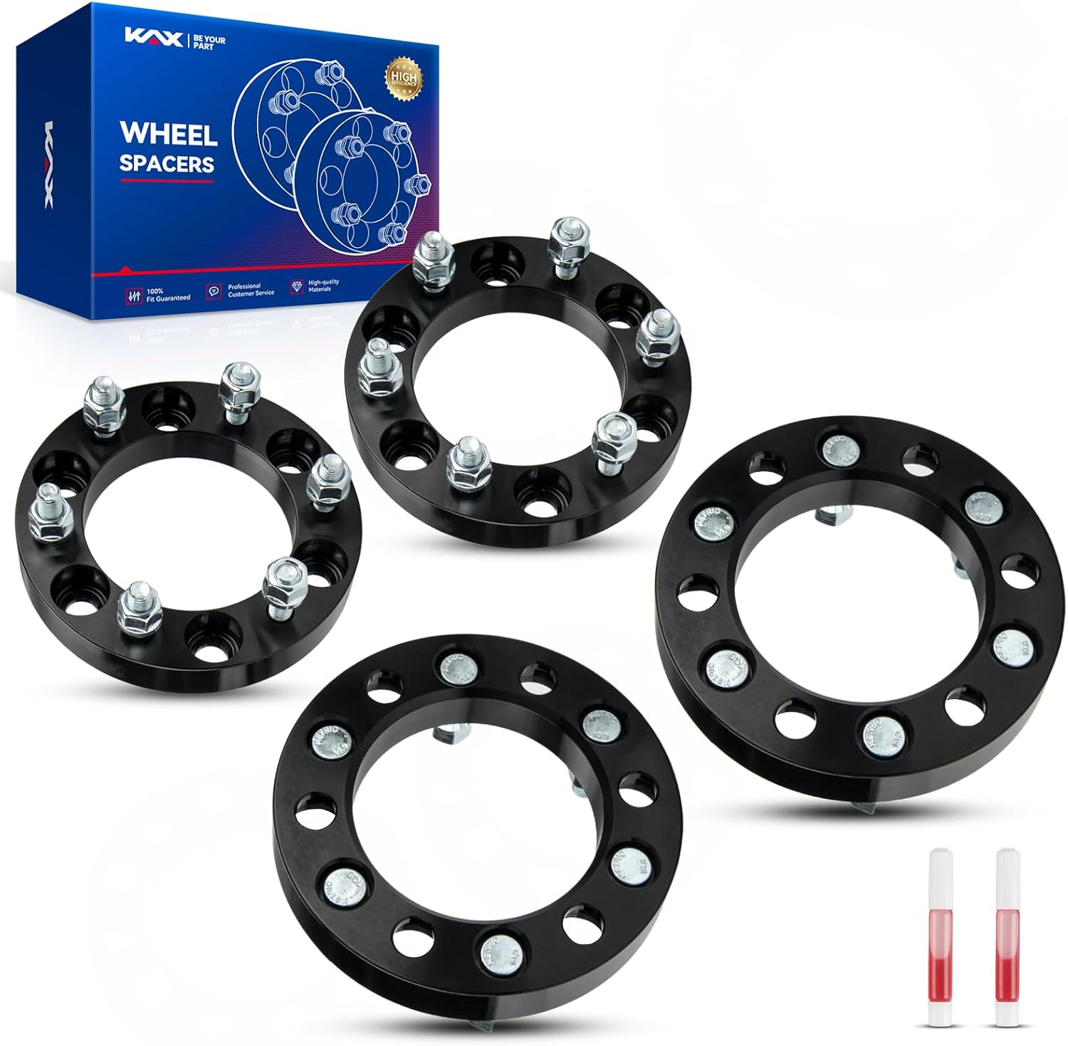 KAX 6x5.5 Wheel Spacers, Forged 1" 6x139.7mm Spacers with Thread Pitch M12x1.5 Hub Bore 108mm,4Pcs fit for 1989-2006 Montero, 1997-2004 Montero Sport,Black,Not Hubcentric