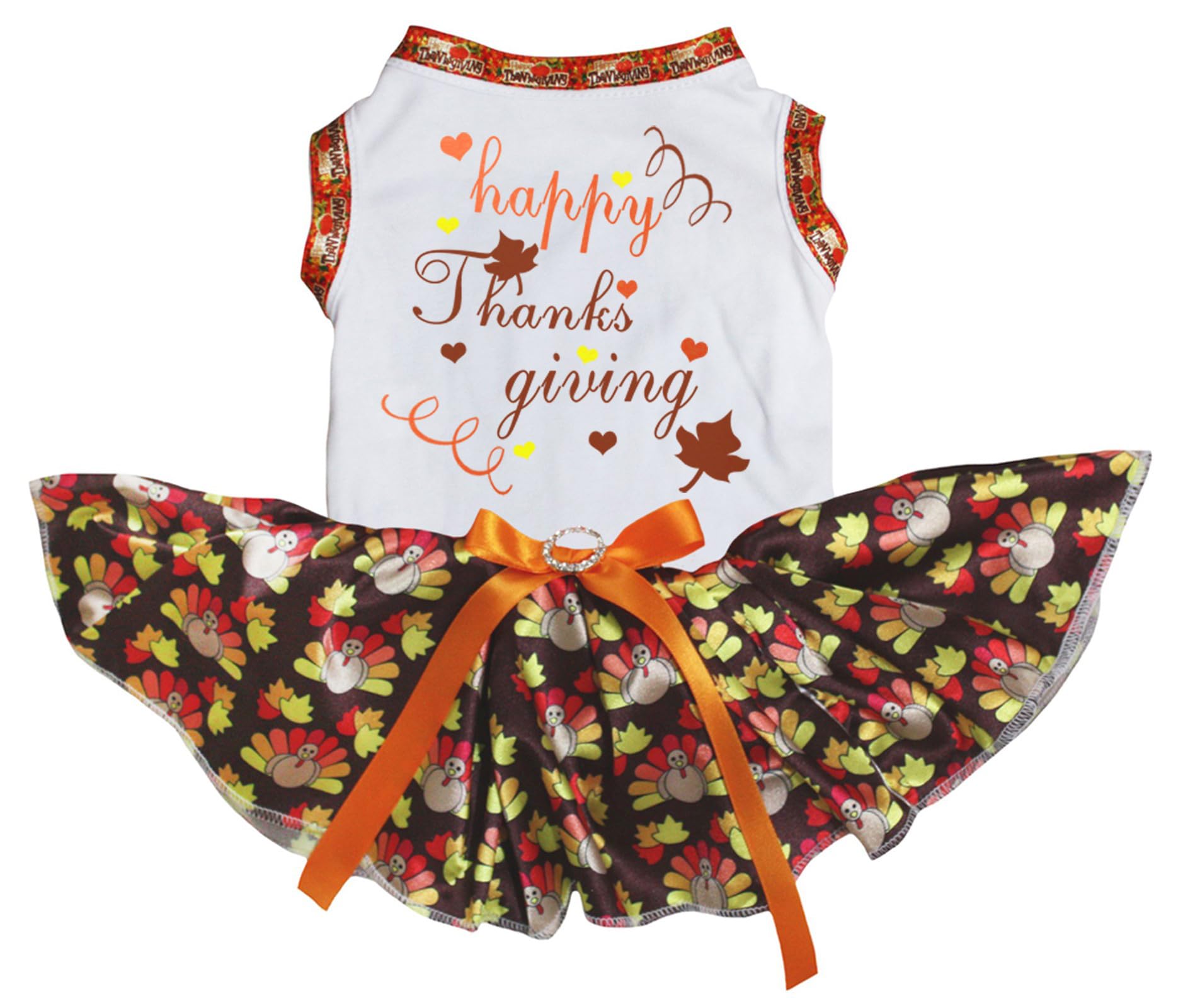 Robe pour chiot XS vêtement de Thanksgiving blanc marron pour petit chien
