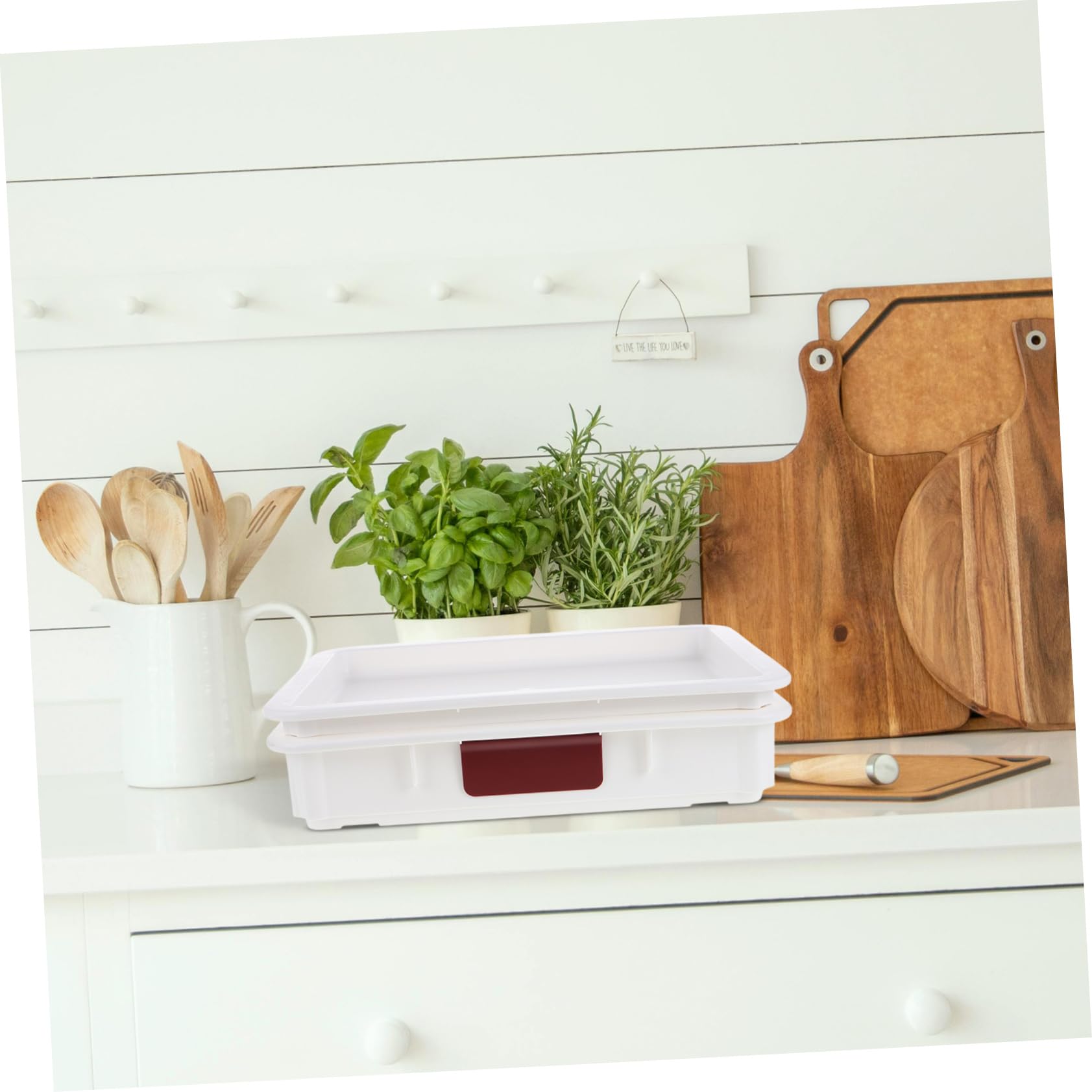 Mikikit Caja De Almacenamiento Soporte Para Masa De Pizza Contenedor De Almacenamiento De Alimentos Bandeja a Prueba De Pizza Encargado Del Tocino Producir El Plastico