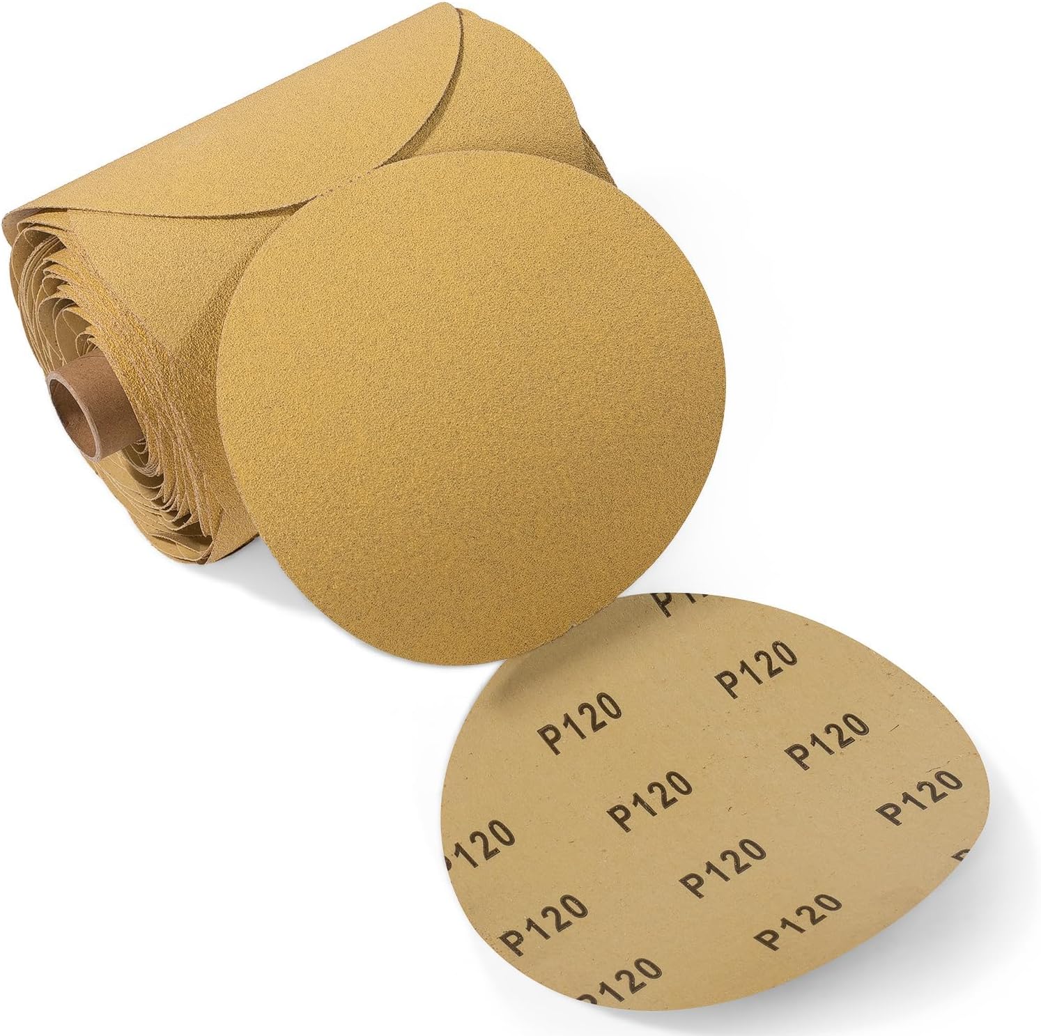100 PCS 6 Inch PSA Sanding Discs 120 Grit Adhesive Backed Sandpaper Roll Sticky-Back for DA Sander Self Stick Aluminum Oxide Round Automotive Sand Paper with Sticky Back