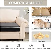 Vista 4 de SearchI Fundas de cojín elásticas de repuesto de piel sintética para sofá, caravana, cámper, impermeable, protector de muebles de exterior con parte