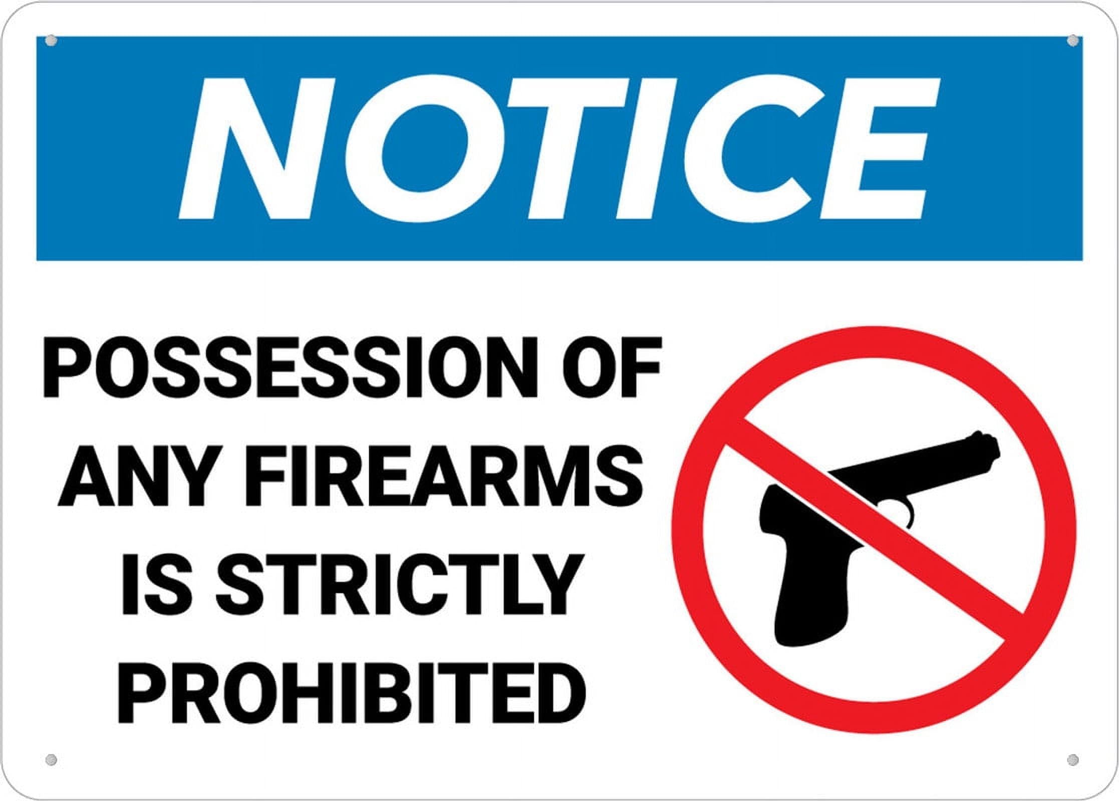 Peiyeety A06 Notice Possession Of Firearms Strictly Forbidden Firearm Prohibition Icon Sign Outdoor, Uv Printed Rust Free Aluminum 12X16 Inches,Yard Sign For Home, Business, Driveway Alert