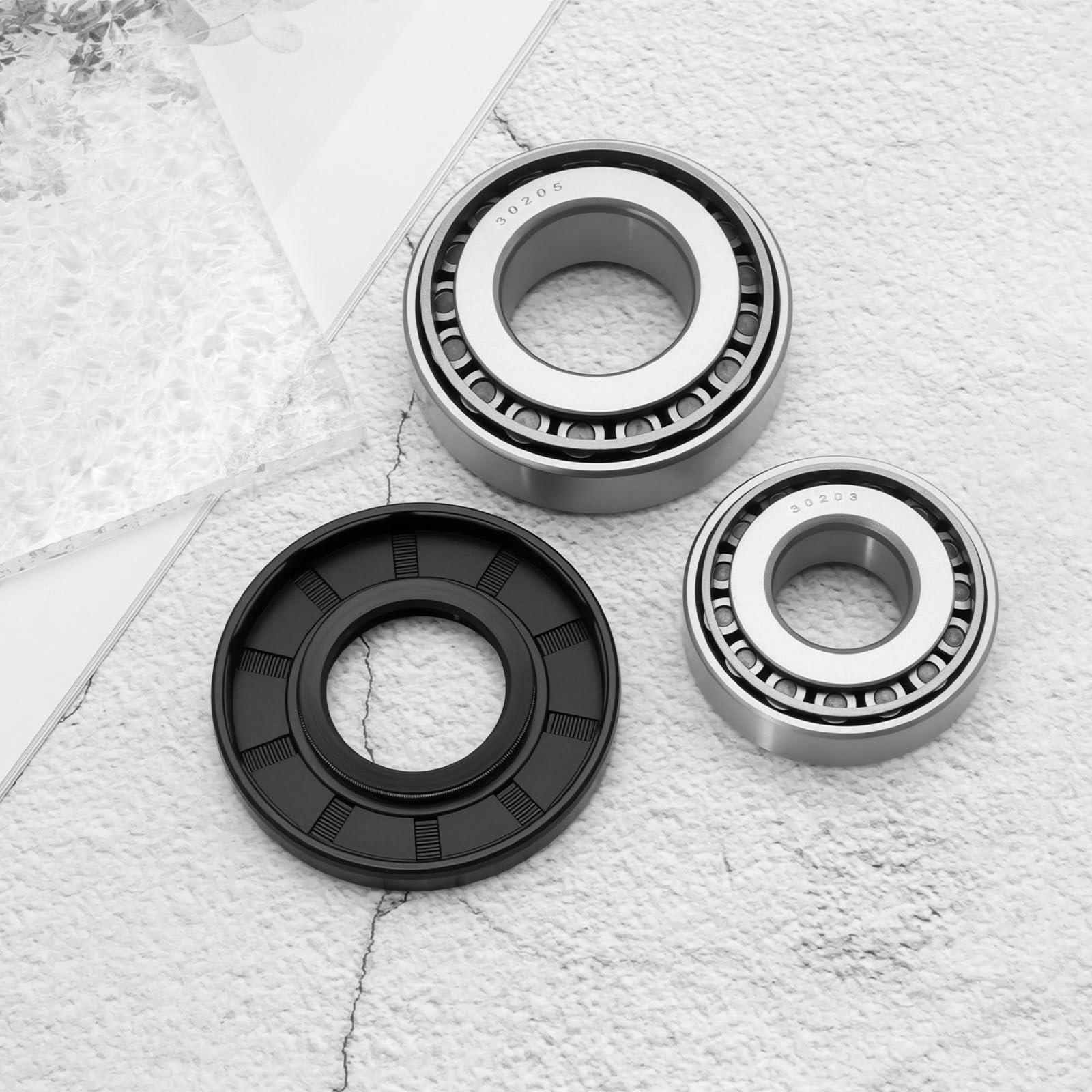ECSiNG Lot de 2 Roulements de Roue 30203 30205 Roulements 25x52x7mm Bague d'étanchéité Compatible avec ALKO Essieu sans Frein Jusqu'à 750 Kg Noir