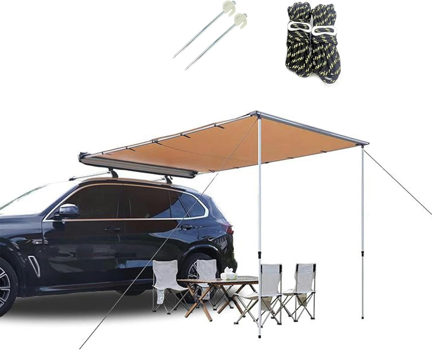AMNOOL Car Awning 150 X 250 Cm Side Awning for Retractable Weather -Resistant Car for SUV Camping and Overland with Waterproof Storage Bag