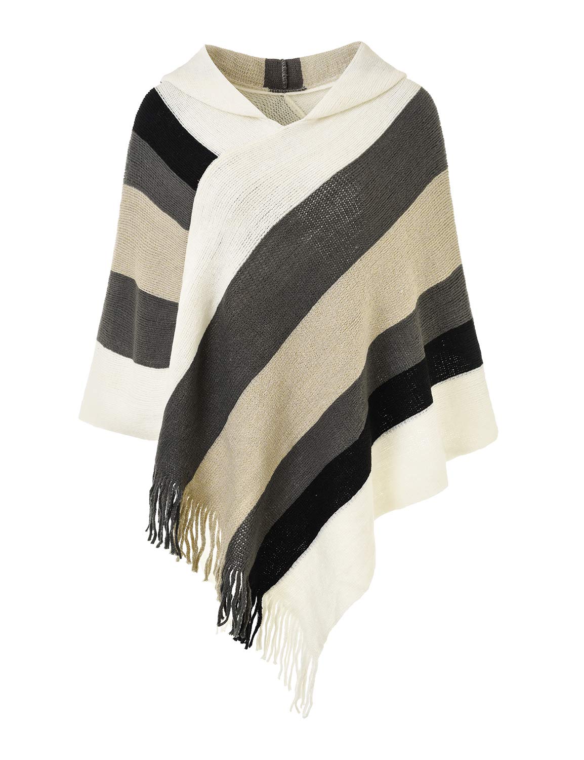 Ferand Women's Striped Poncho Sweater