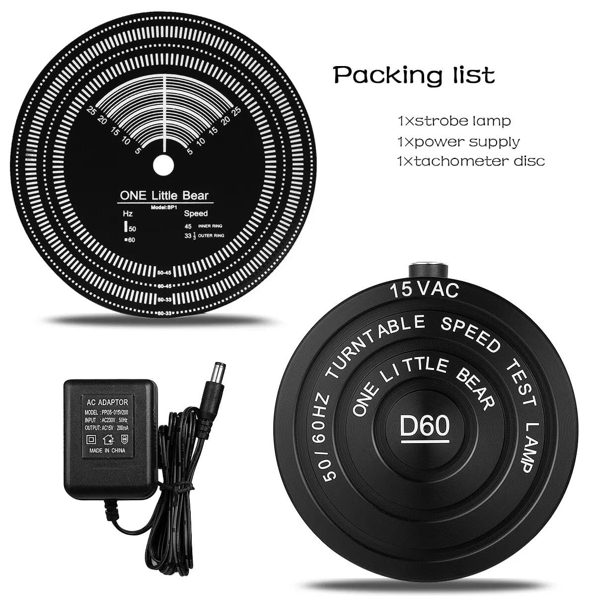 Nobsound Luz estroboscópica de velocidad estroboscópica de 50/60 Hz + disco de tacómetro para reproductor de registro LP Turntable