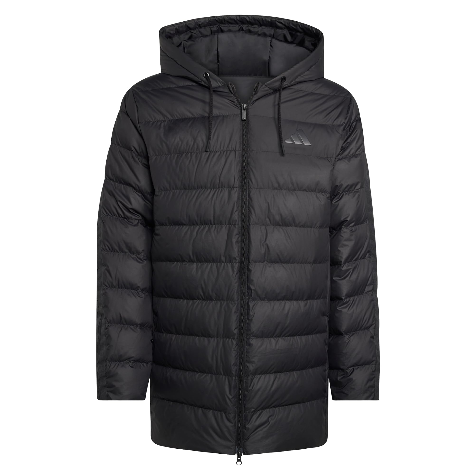adidas Men's Essentials Climawarm 3 Stripes Light Down Hooded Parkas Coat, black, 4XL