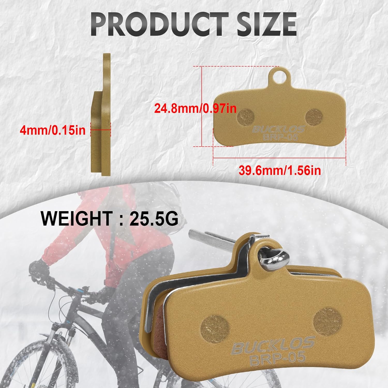 BUCKLOS 2 Pair Copper-Based Bicycle Disc 4 Piston Pads for Shimano D02S D03S Saint Deore XT XTR SLX Zee/Tektro/TRP and 2PC 180mm Red MTB Stainless Steel Bicycle Disc Rotors Bike Brake Rotors