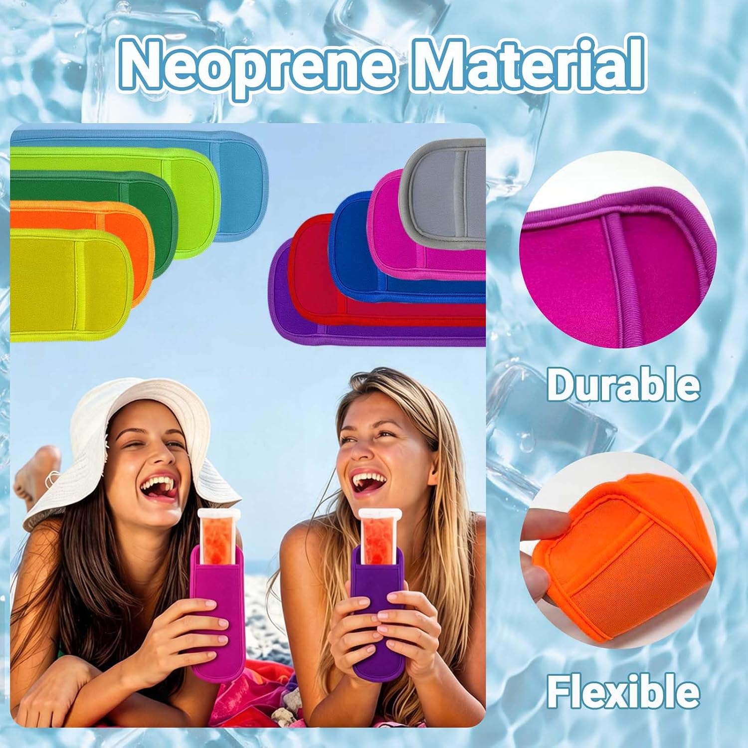 10 Colors Reusable Ice Pop Sleeves Anti-freezing No Drip (10 Pcs)