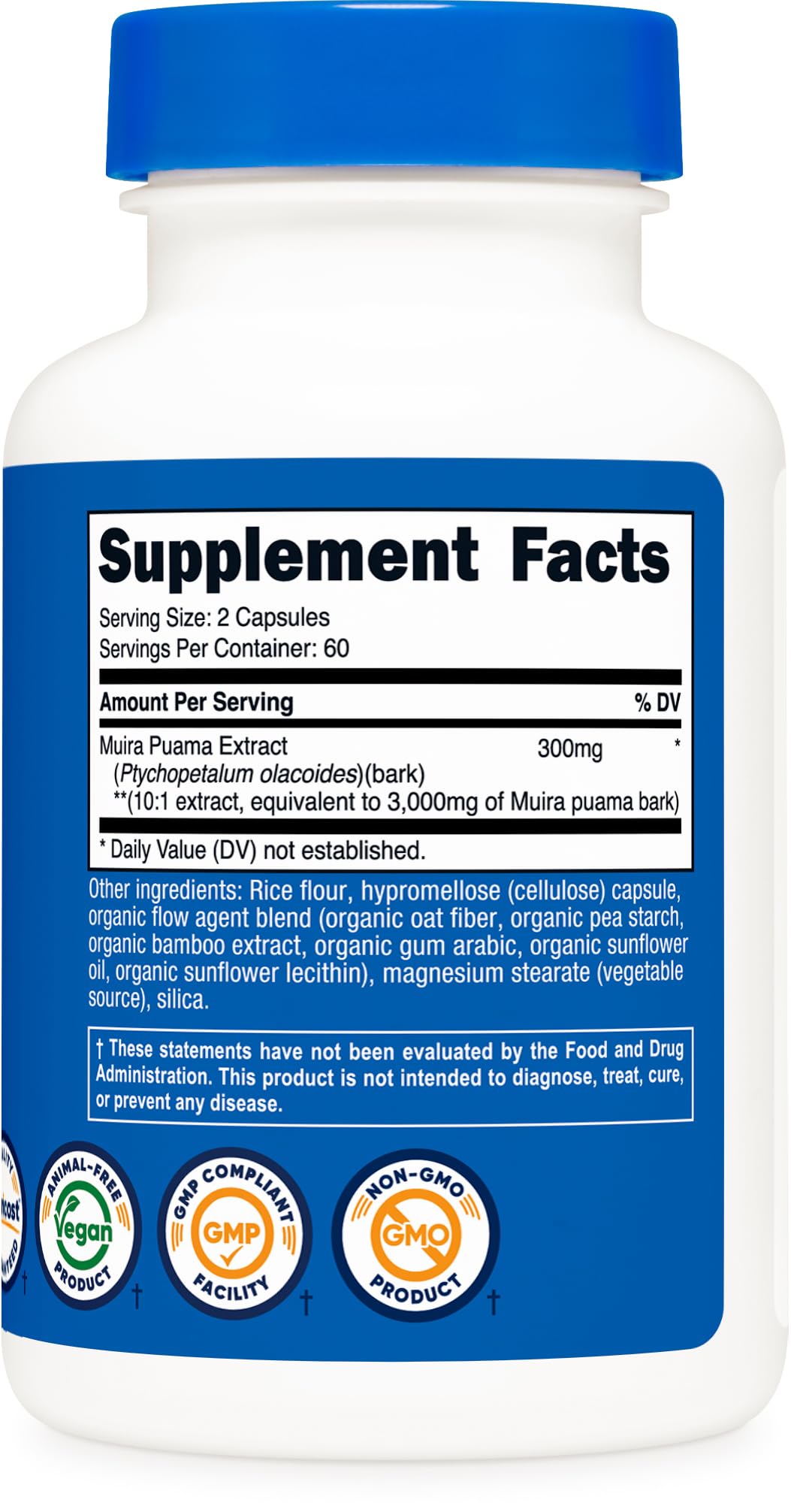 Nutricost Muira Puama Extract (3,000mg Equivalent) 120 Capsules - Muira Puama for Men & Women, Vegan, GMO-Free, Gluten-Free, 60 Servings