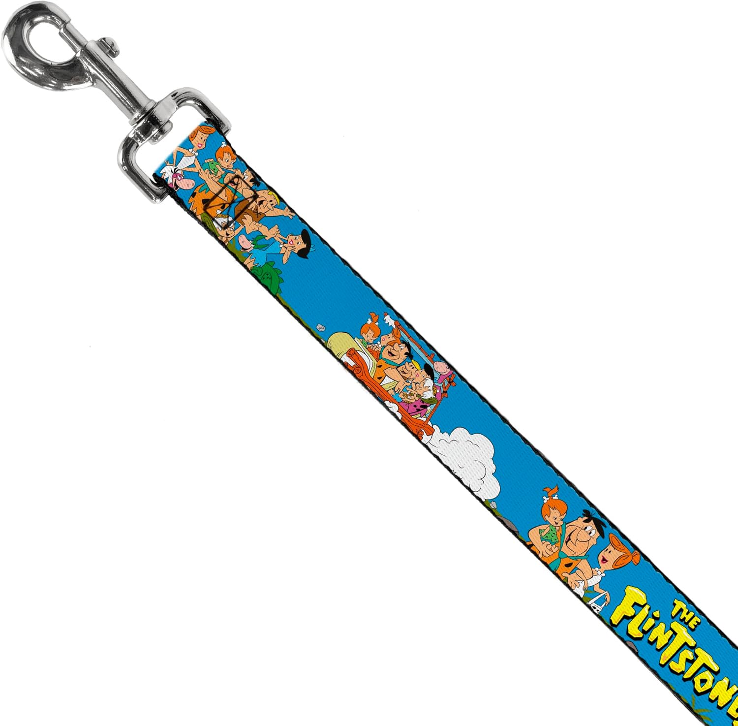 Dog Leash The Flintstones And Rubbles Group Pose Logo Blue 6 Feet Long 1.0 Inch Wide