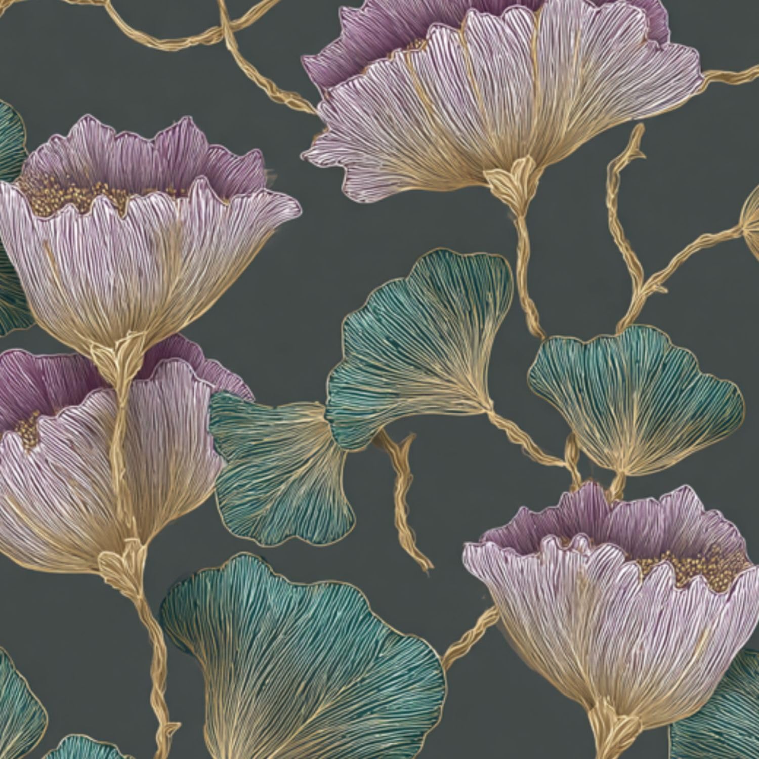 DERUINVAIO Self Adhesive Feature Removable Vintage Botanical Floral Vine Emerald Peel and Stick Vinyl Wallpaper Roll, Sticky Lining Paper for Bedroom, Living Room, Kitchen Walls