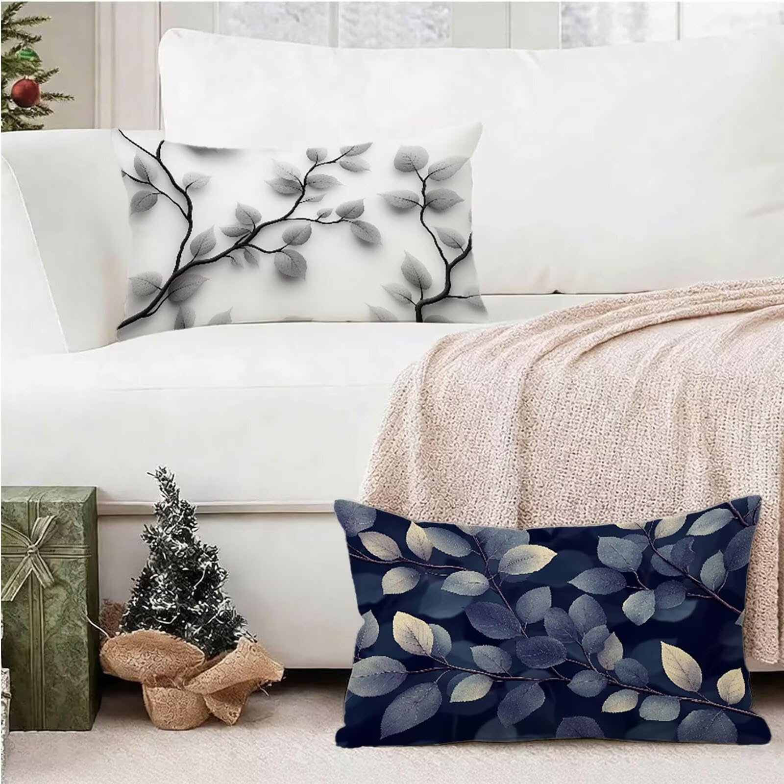 Federe Cuscino 60x80 Set di 2, Semplice Federe Cuscini Divano Lino, Rettangolari Copricuscini 60x80cm Con Cerniera Invisibile, Copricuscino per Camera Letto Casa Decorazioni Regalo, Nordico kj-9146