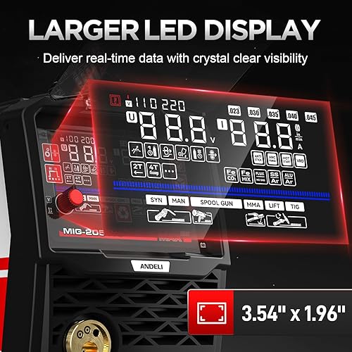 Miniatura 12 de ANDELI Soldador MIG 135A, 110 V/220 V [pantalla LED grande] Soldador 3 en 1 núcleo de flujo MIG/Lift Tig/Stick Máquina de soldadura MIG sin gas