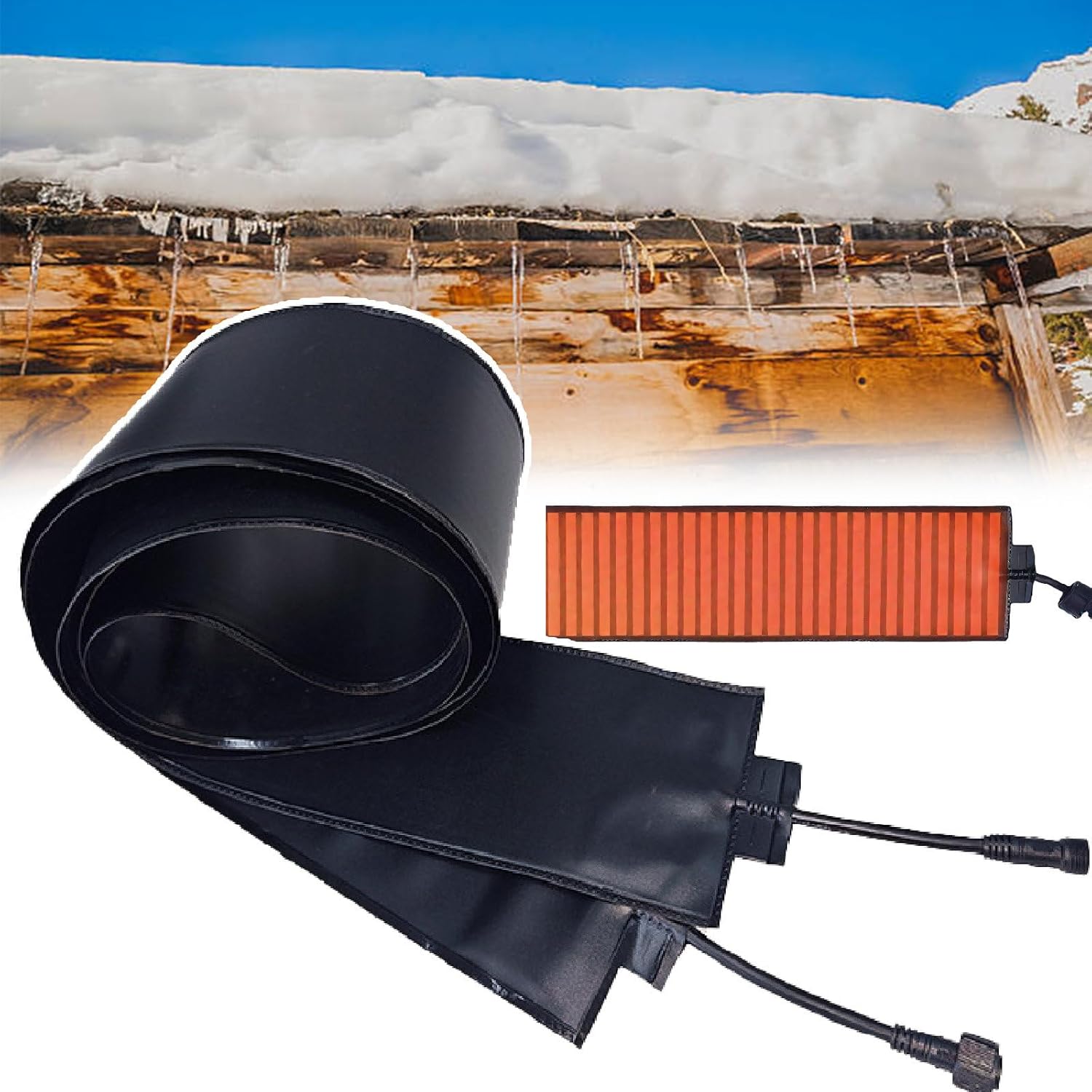 Outdoor Mats Electric Snow Melting Mats/Roof Heat Tape for Ice Dam & Pipe,Multiple Series Connections- Graphene Powered Fast De Icing, PVC Flexible Material Supports Curling 610cm