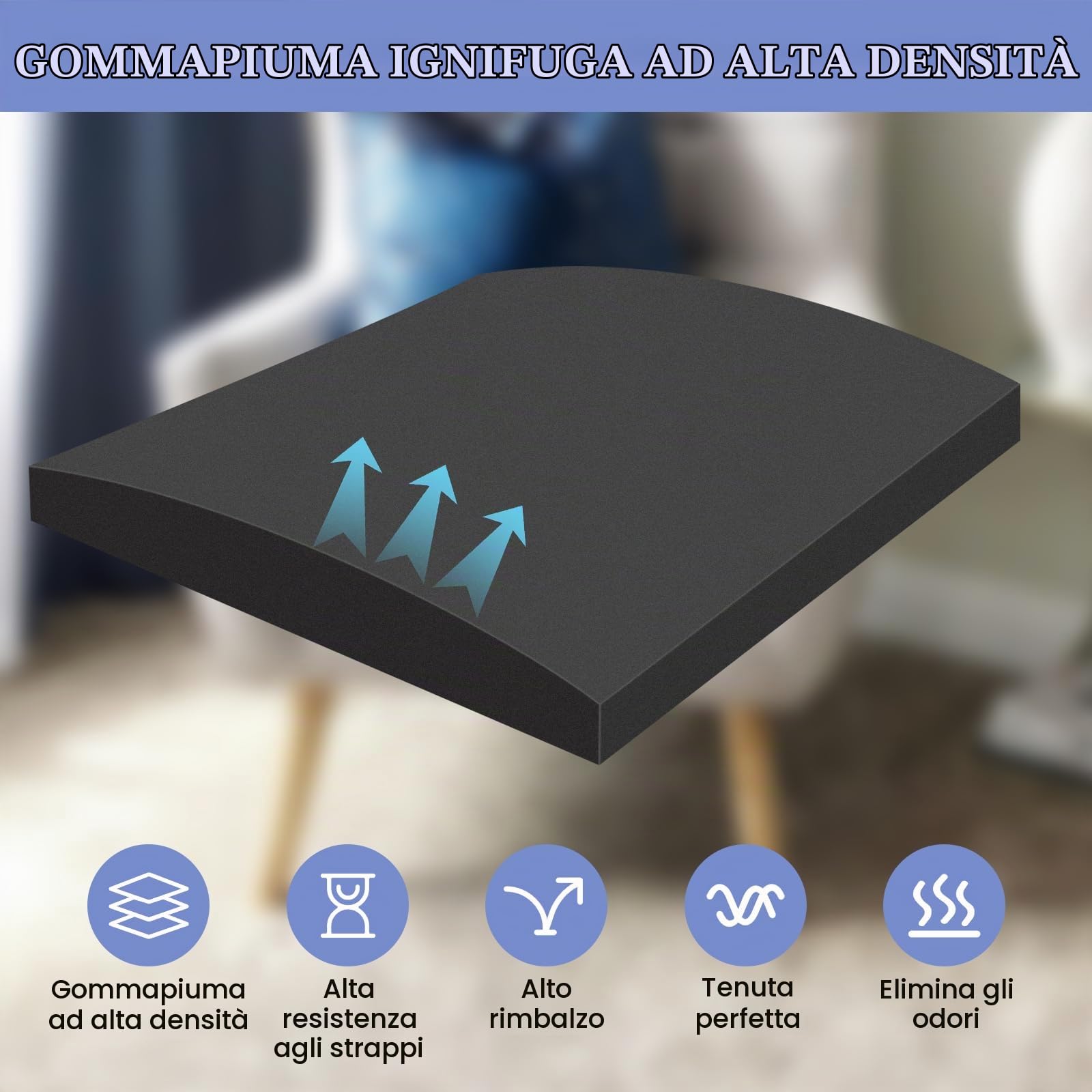 LIROPAU Gommapiuma Cuscino per Divano, 50 x 50 x 8 CM, 2 Pezzi | Gommapiuma per Imbottitura, Alta Densità 40, Comfort Elevato, Schiuma di Riparazione Divano