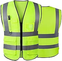Vista 6 de Tydon Guardian Chaleco de seguridad reflectante de alta visibilidad para hombres y mujeres con bolsillos y cremallera frontal cumple