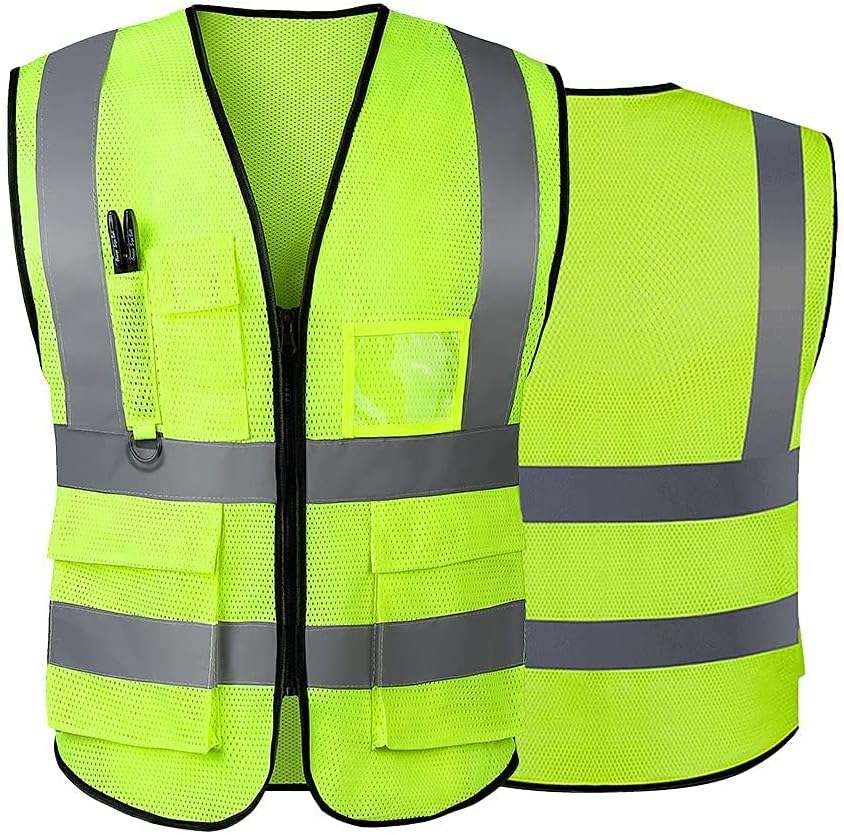 Tydon Guardian Hi Vis Vest Reflective Vest for Men Women High Visibility Reflective Safety Security Vest Breathable With Pocket Zipper Front Meets ANSI/ISEA Standards
