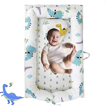 Amazon Com Brandream Cama Nido Para Bebe Diseno De Dinosaurio Para Recien Nacido Portatil Cuna Para Viajes Dormitorio Ideal Para Dormir Dinosaurio 100 Algodon Transpirable 0 24 Meses Baby