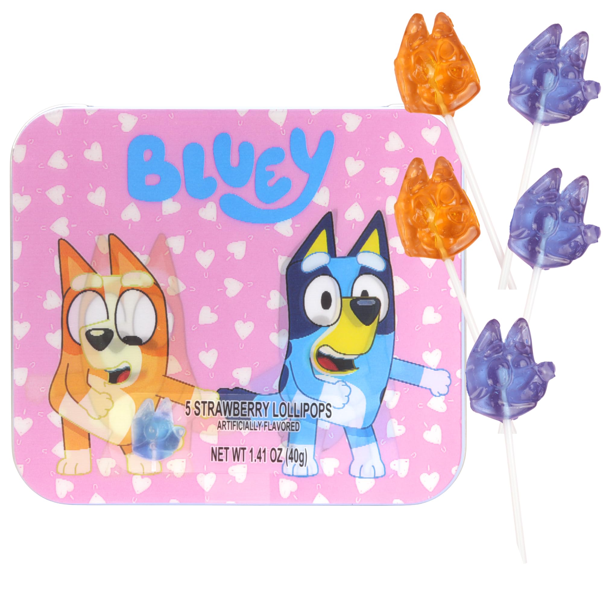 Snapklik.com : Bluey Valentines Lollipops Tin, Individually Wrapped ...