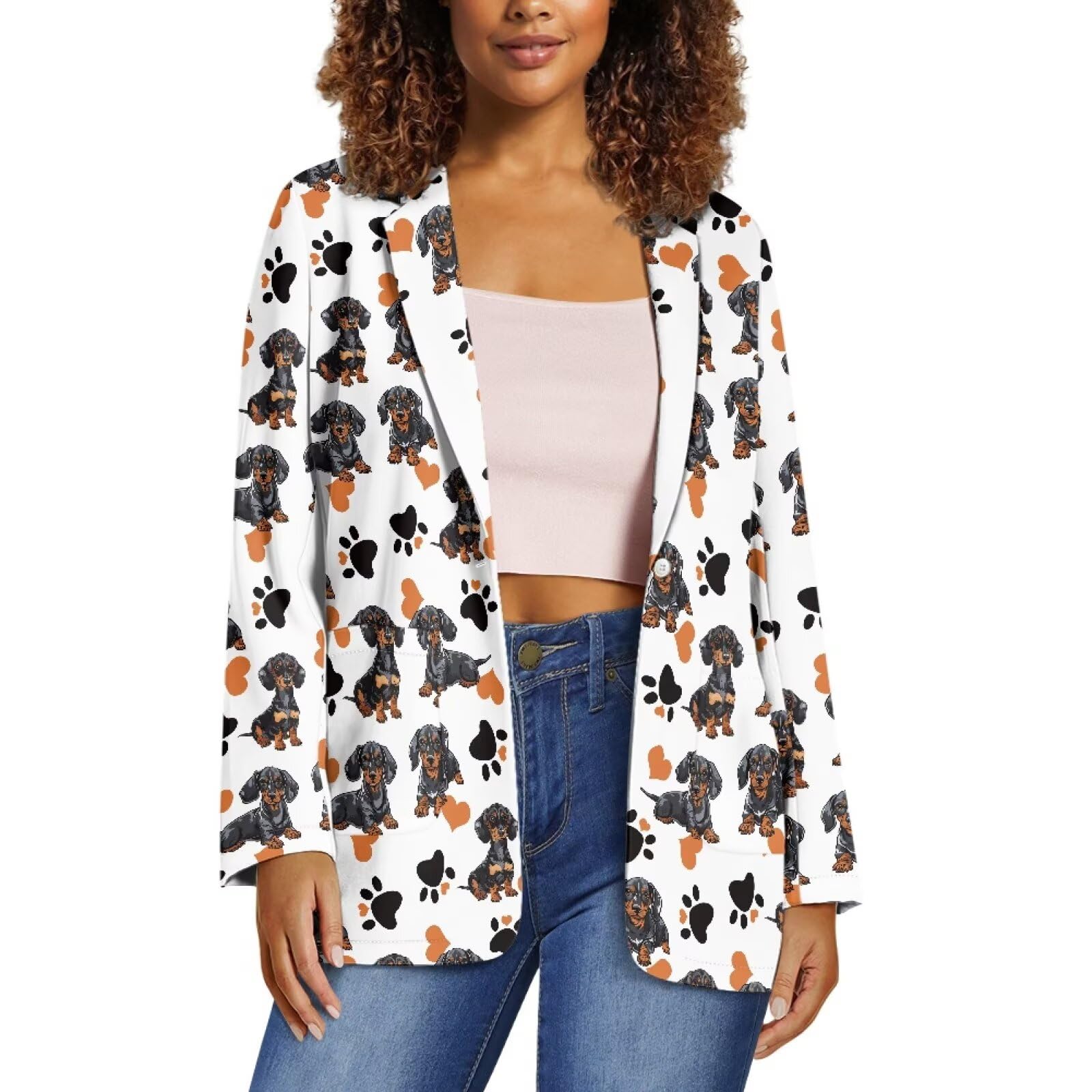 Womens Blazer One Button Notched Lapel Oversized Business Casual Blazer Jacket Open Front Work Office Suit Jackets
