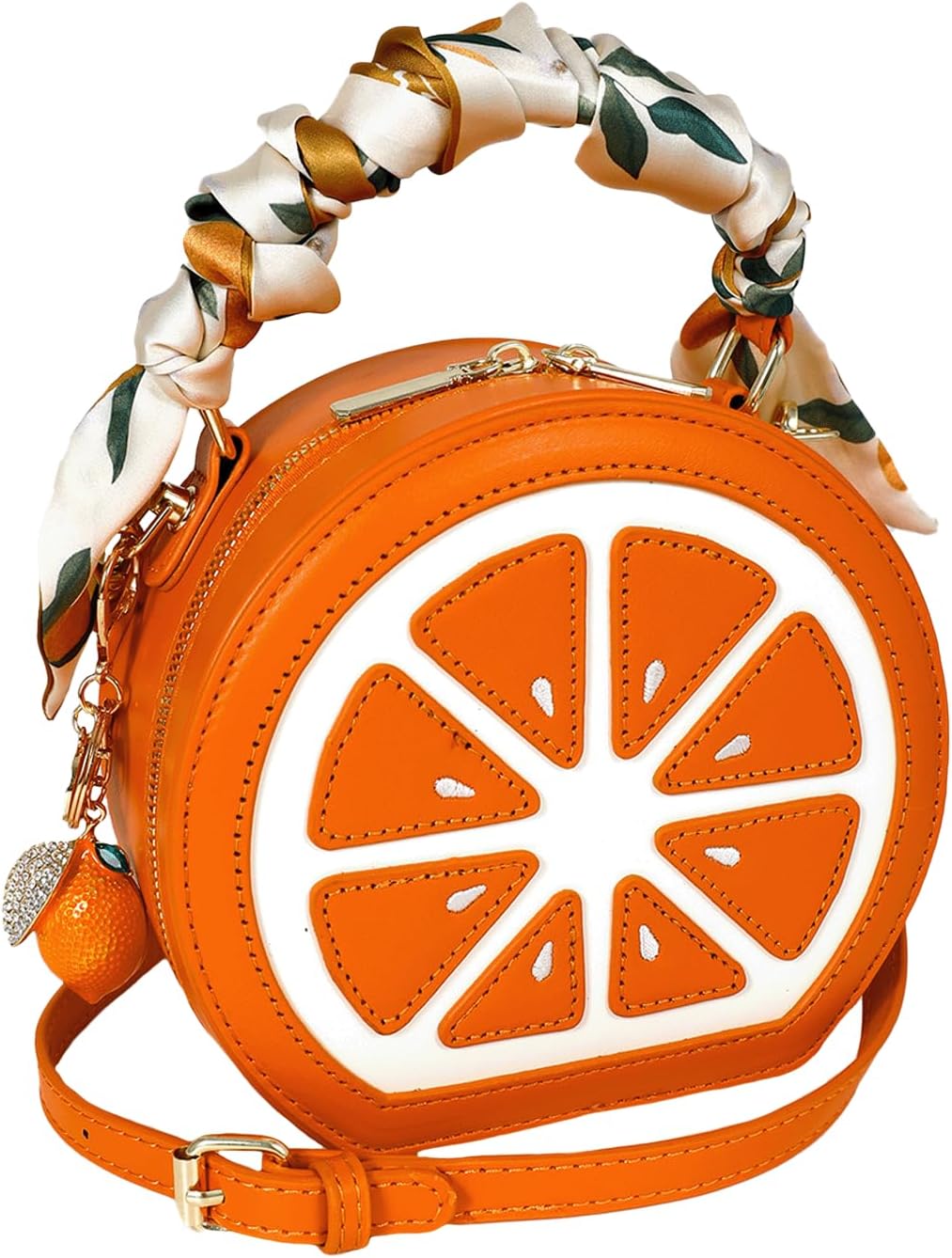 Lemon Purse Cute Fruit Shaped Bag with Charm Scarf 3Pcs Fun Novelty Crossbody Shoulder Handbag Top Handle Clutches for Women