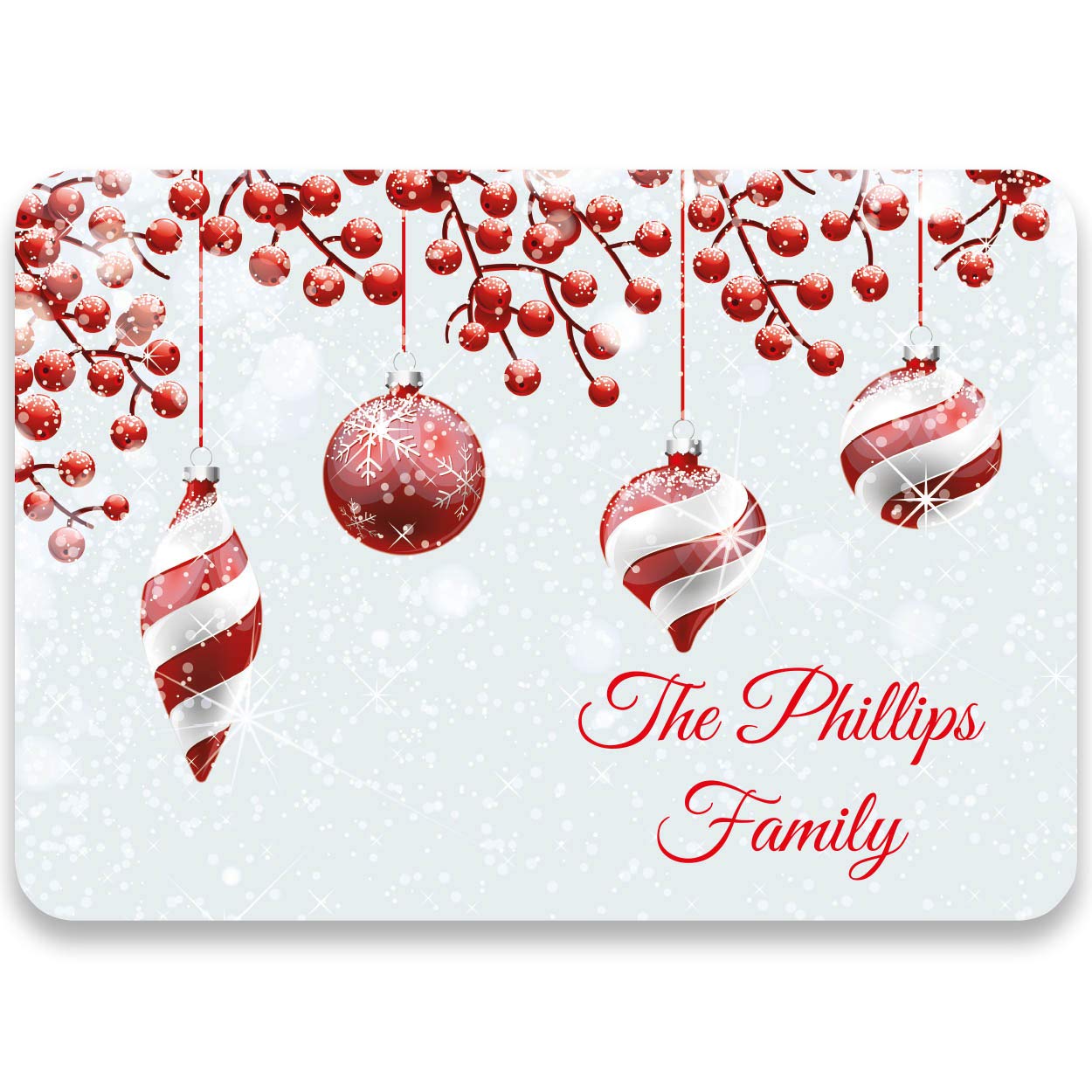 Paper Themes Personalised Christmas Placemats - Pack of Four Christmas Placemats Xmas Placemats for Families - Baubles