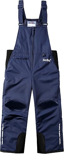 BenBoy Pantalones con peto de esquí de nieve para niños, impermeables, resistentes al viento, antidesgarros, cálidos, aislados, para snowboard, para