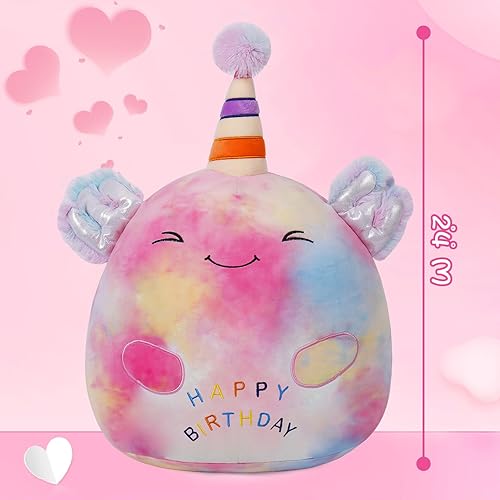 Miniatura 4 de PLUSHSPACE Almohadas de peluche jumbo de 24 pulgadas para cumpleaños, suministros de fiesta de felpa de ajolote arcoíris