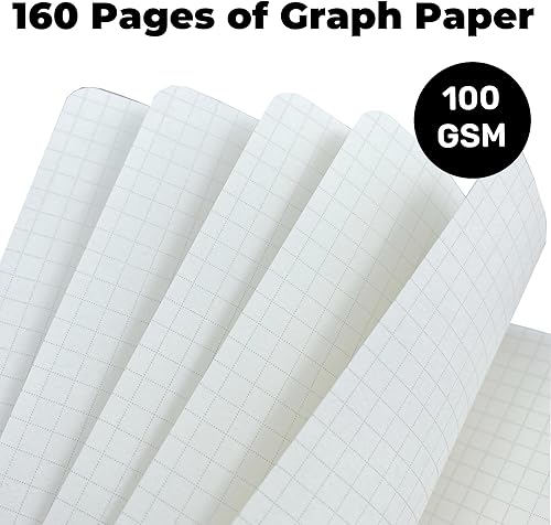 Miniatura 3 de AOU Cuaderno de espiral de papel cuadriculado, 160 páginas, 8.3 x 5.7 pulgadas, cuaderno de cuadrícula con papel grueso de 3.53 ozm, encuadernación