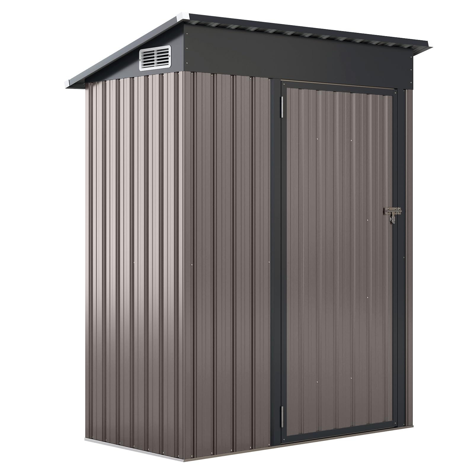 COSTWAY Caseta Jardin Exterior 1,5 m³, 150 x 90,5 x 185 cm, Cobertizo de Almacenamiento, Casa de Herramientas con Diseño de Techo Inclinado, Estructura de Metal Galvanizado (Gris Claro)
