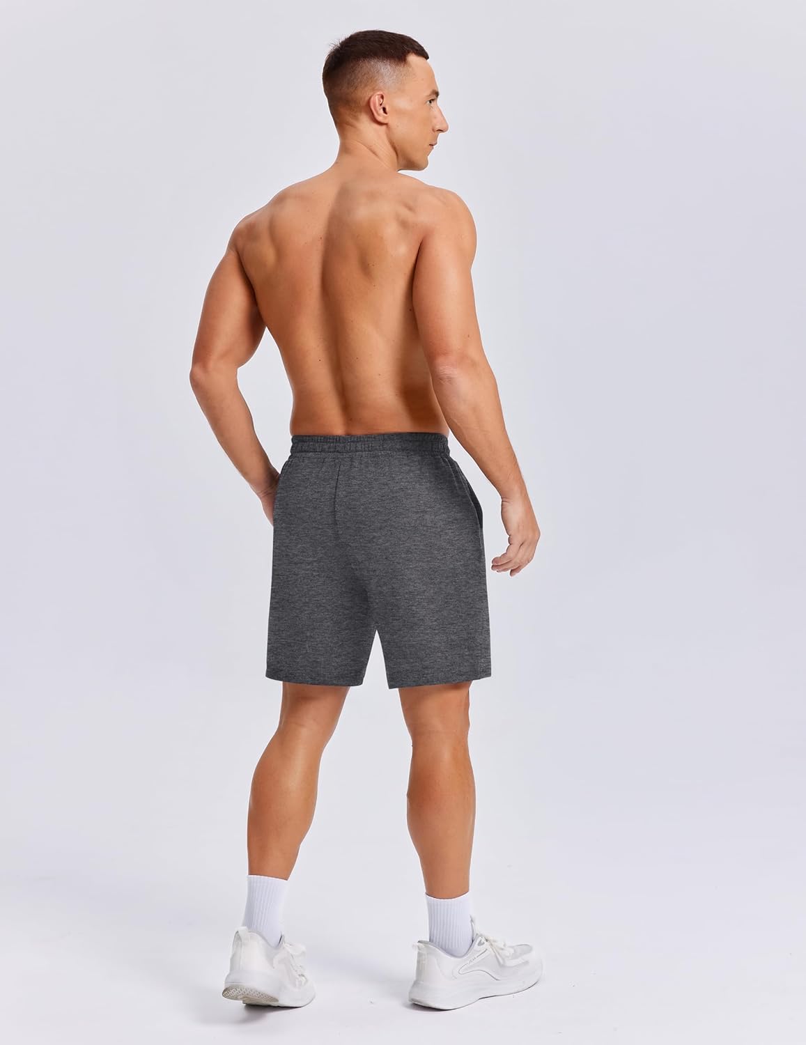 PINSPARK Men's Casual Sweat Shorts 7" Cotton Athletic Running Lounge Shorts with Drawstring Workout Gym Lightweight - Image 2