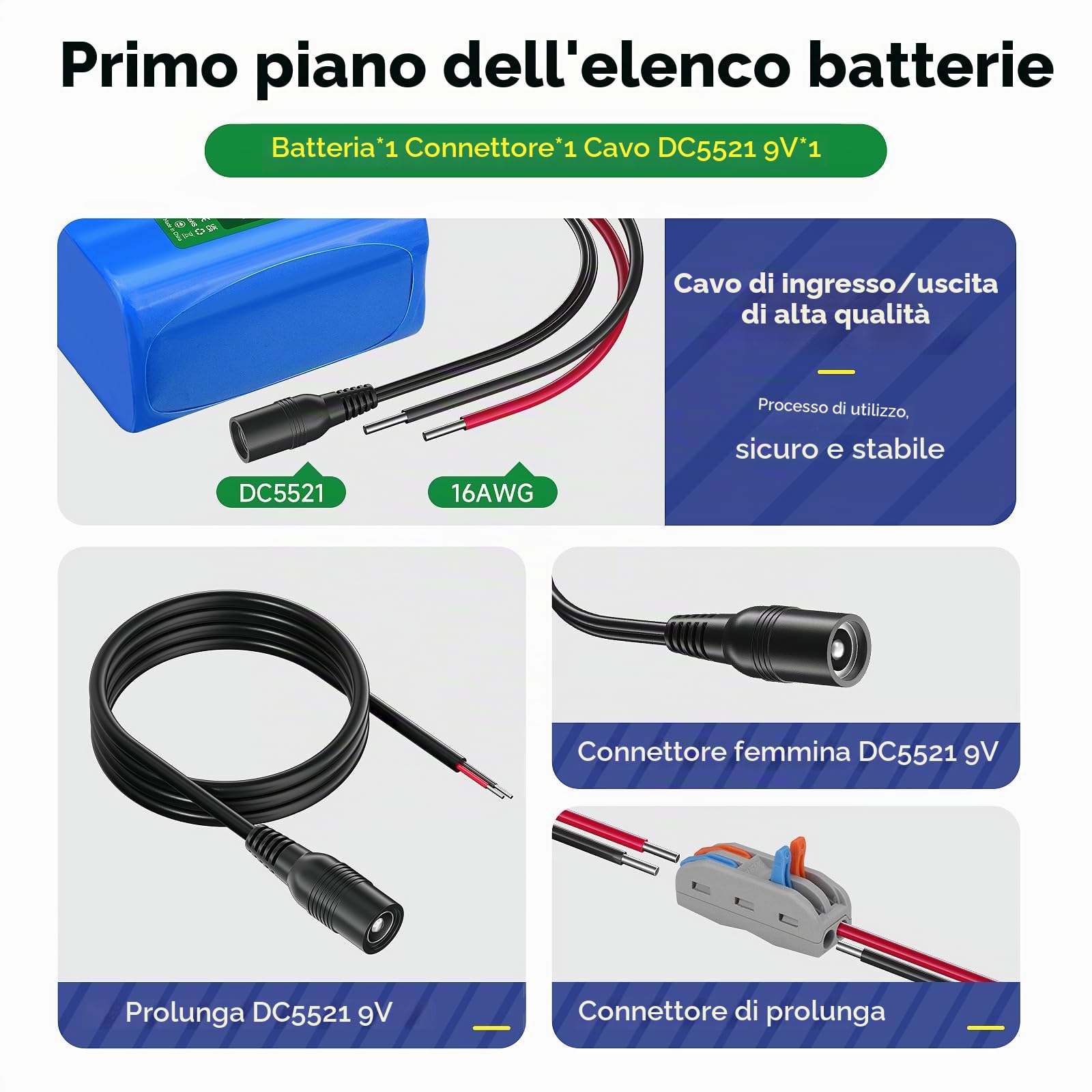 12V 5600mAh Batteria agli ioni di litio con caricabatterie e cavo di collegamento per radio, macchine fotografiche, videocamere, organo elettronico, lampada, telescopi, sonar