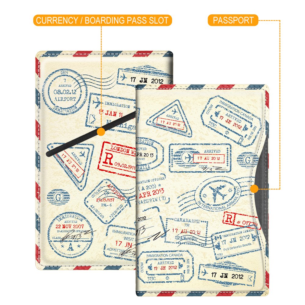 FINTIE Porta Passaporto - Ultra Sottile Di Peso Leggero in Similpelle Custodia passaporto, sicurezza blocca RFID, Seal Design