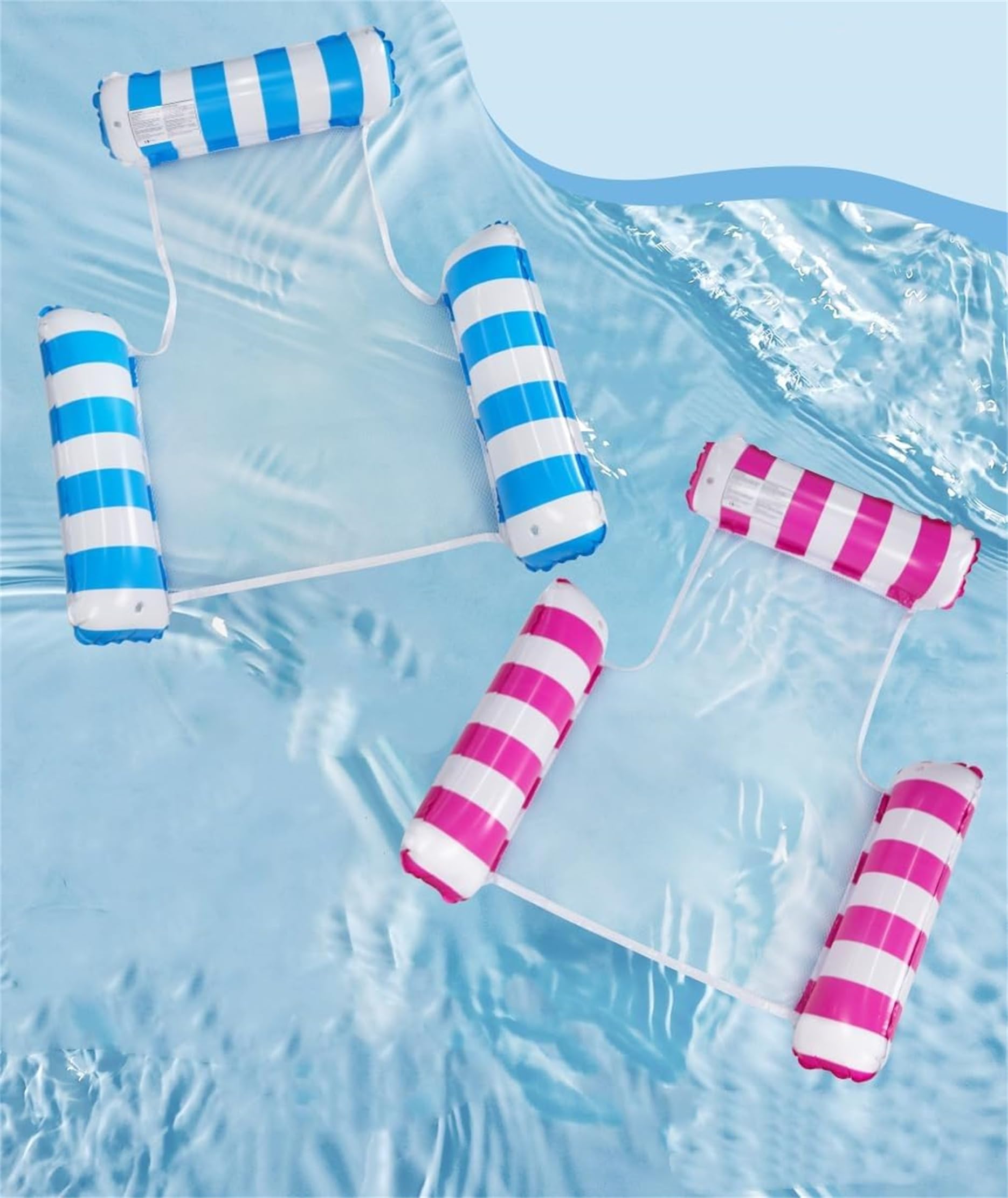 2 Stück Luftmatratze Wasser mit 1 Luftpump ，4 in 1 Wasserhängematte mit Netz Aufblasbare Schwimmsessel Wasser Matratze Pool Zubehör Liege Sofa Stuhl Sitz Erwachsene Kinder Stabil