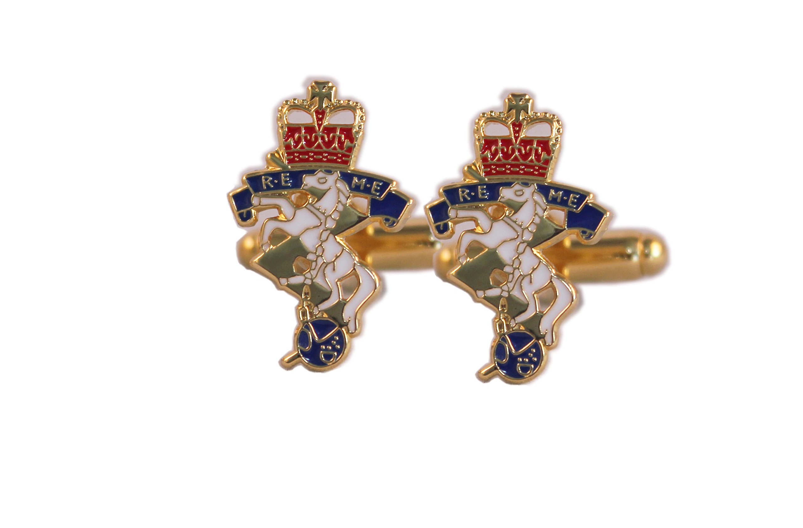 THE MESS DRESS LTD REME REGIMENT ENAMEL BOXED GIFT SET, CUFFLINKS, LAPEL PIN, TIE SLIDE